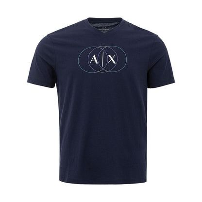 Armani Exchange Elegantes blaues Baumwoll-T-Shirt für Männer