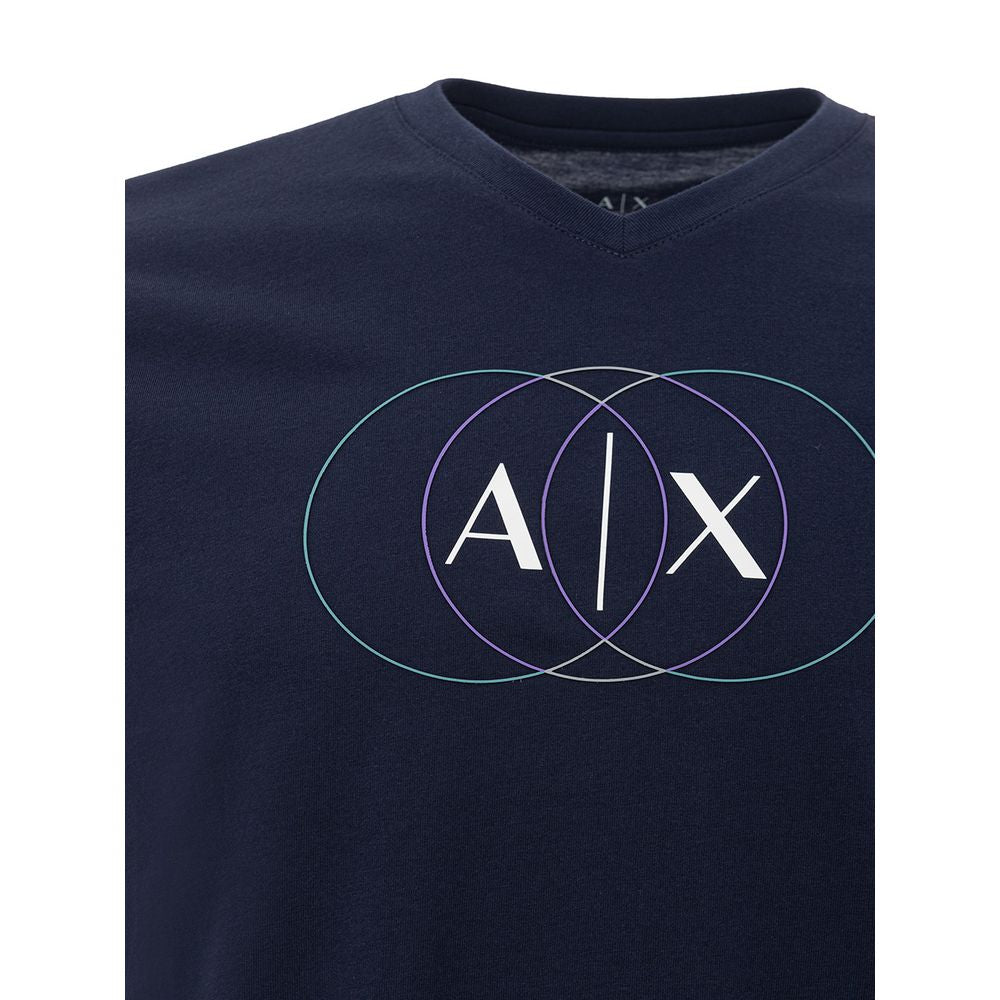 Armani Exchange Elegantes blaues Baumwoll-T-Shirt für Männer