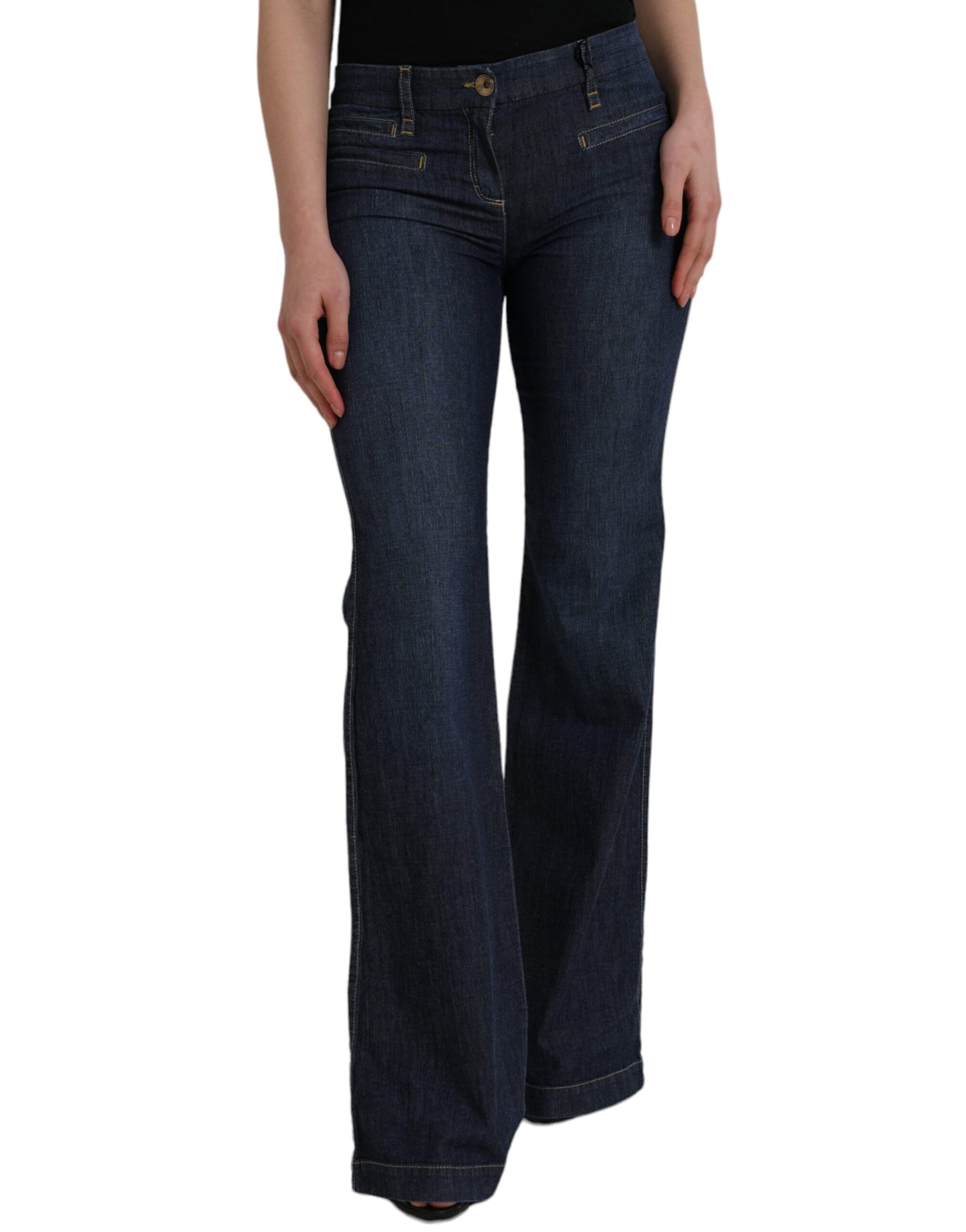 PLEIN SUD Dunkelblaue Bootcut Denim-Jeans aus Baumwolle