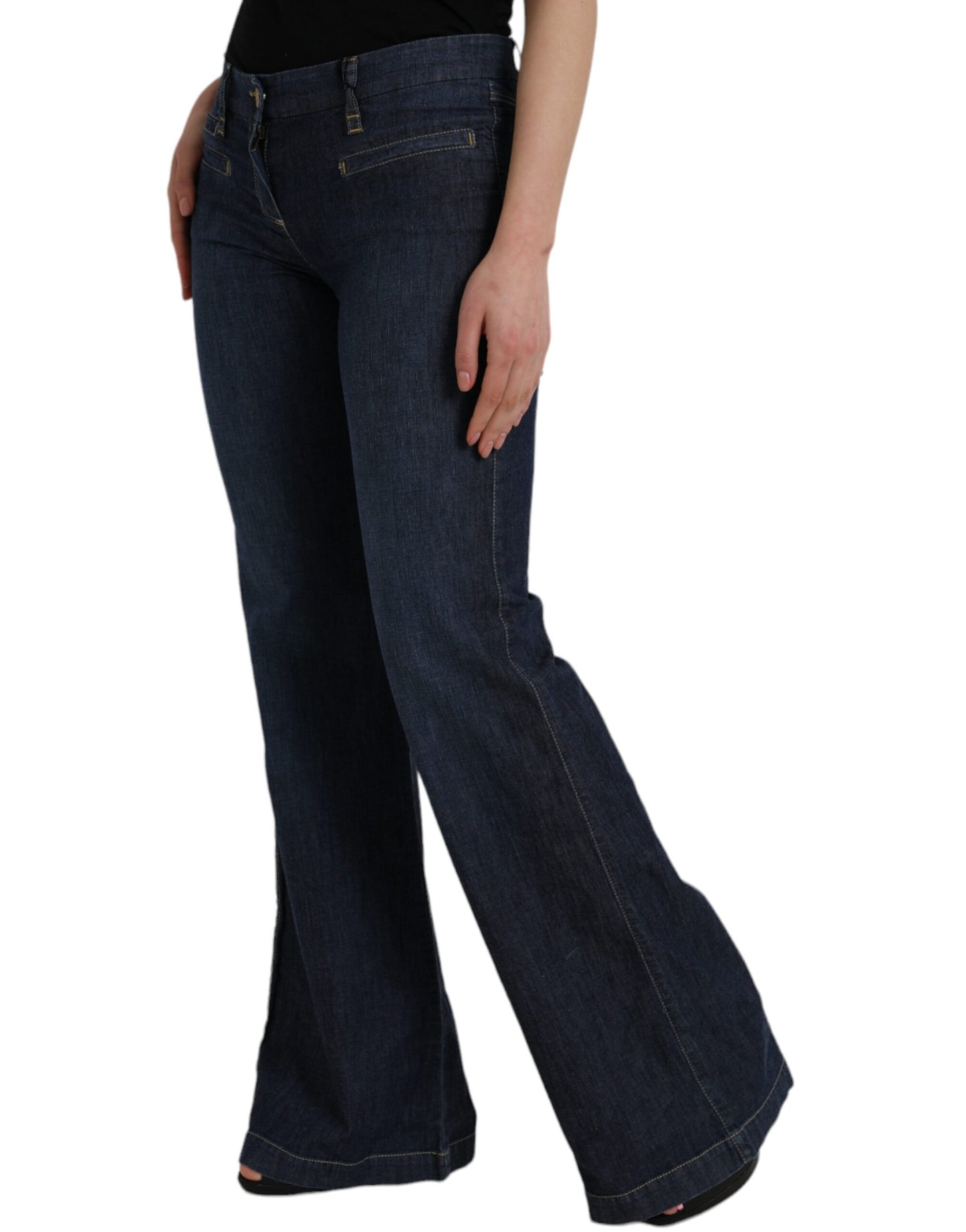 PLEIN SUD Dunkelblaue Bootcut Denim-Jeans aus Baumwolle