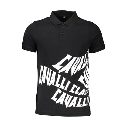 Cavalli Class Schwarzes Herren-Poloshirt aus Baumwolle