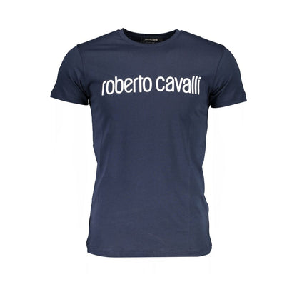 Roberto Cavalli Blau Baumwolle Männer T-Shirt