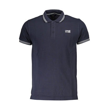 Cavalli Class Blaues Baumwoll-Poloshirt