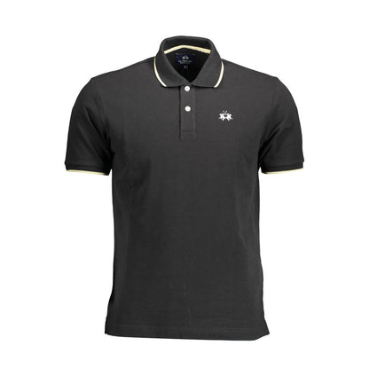 La Martina Schwarzes Baumwoll-Poloshirt für Männer