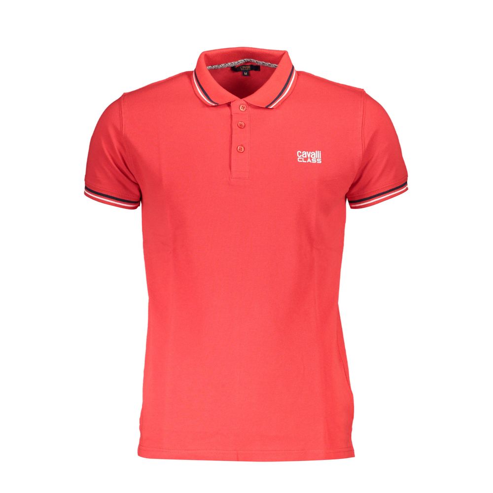 Cavalli Class Rotes Baumwoll-Poloshirt