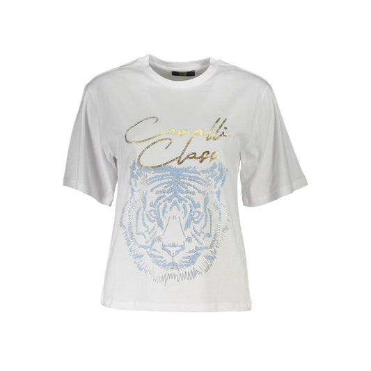 Cavalli Class Weißes Baumwoll-T-Shirt für Frauen