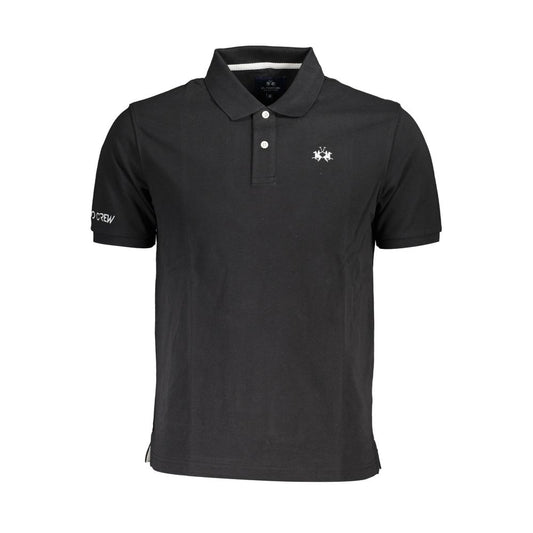 La Martina Schwarzes Baumwoll-Poloshirt für Männer