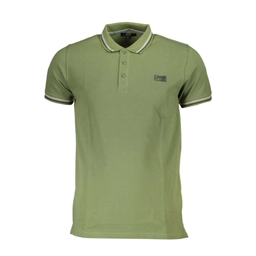 Cavalli Class Grünes Baumwoll-Poloshirt