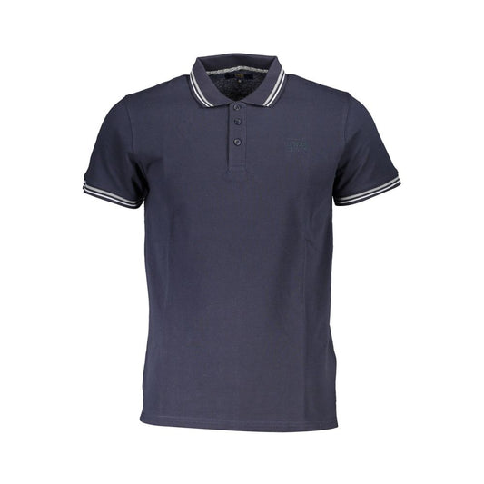 Cavalli Class Blaues Baumwoll-Poloshirt