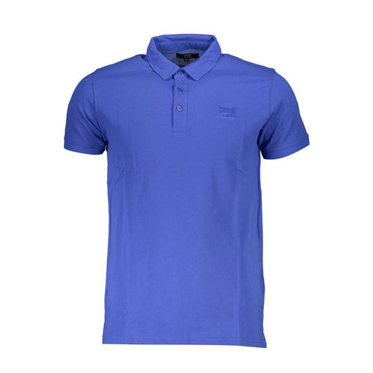 Cavalli Class Blaues Baumwoll-Poloshirt