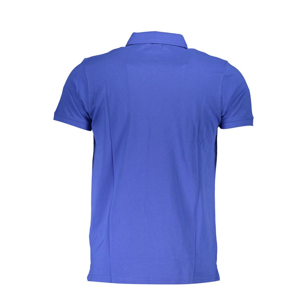 Cavalli Class Blaues Baumwoll-Poloshirt