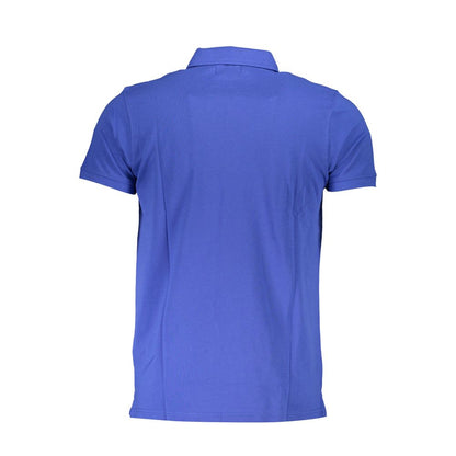 Cavalli Class Blaues Baumwoll-Poloshirt