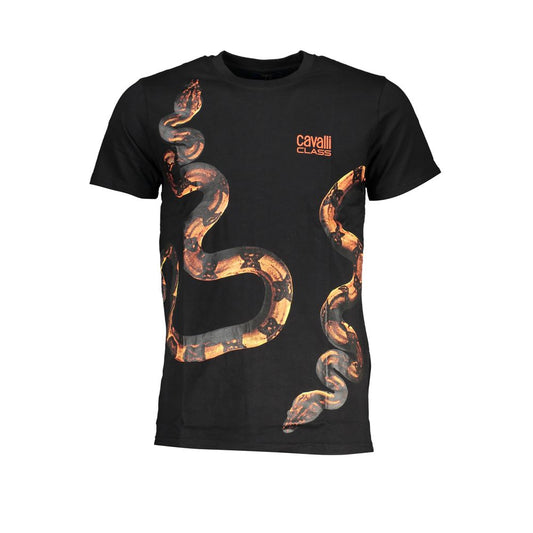 Cavalli Class Schwarzes T-Shirt aus Baumwolle