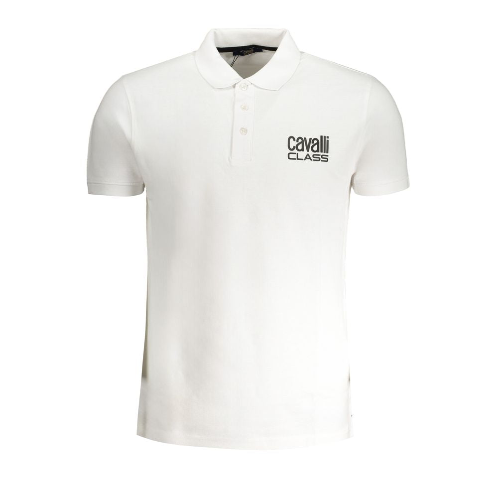 Cavalli Class Weißes Baumwoll-Poloshirt