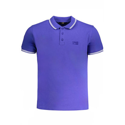 Cavalli Class Blaues Baumwoll-Poloshirt