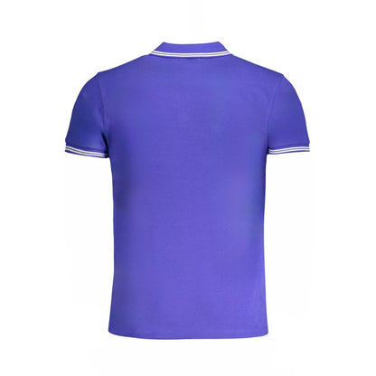 Cavalli Class Blaues Baumwoll-Poloshirt