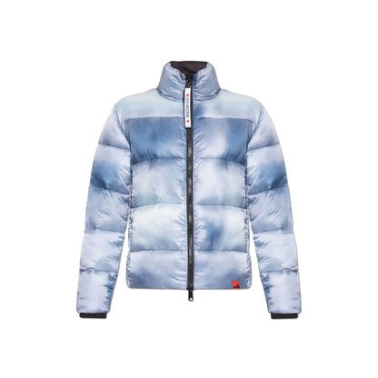 Love Moschino Schicke hellblaue Daunenjacke mit hohem Kragen