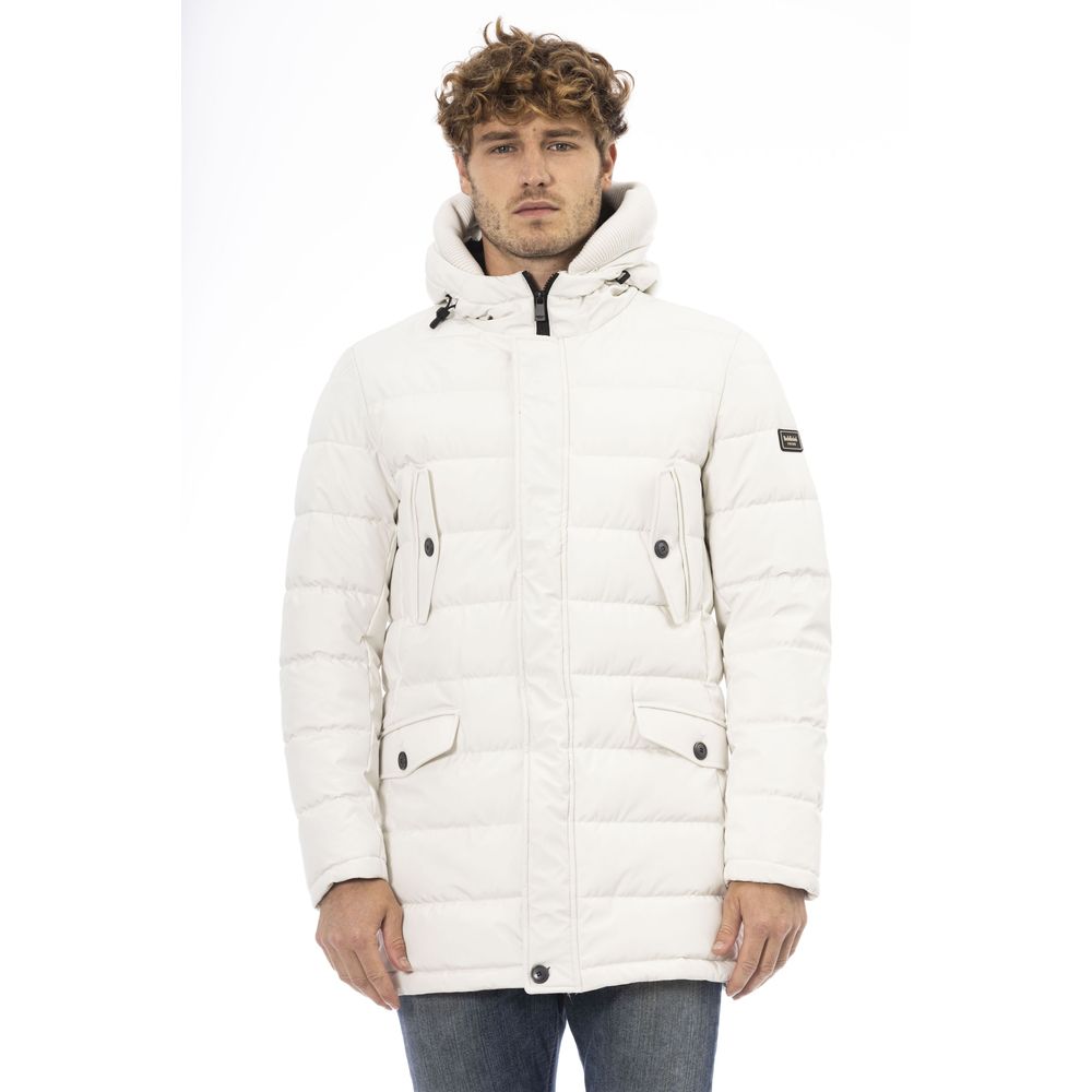 Baldinini Trend Weiße Polyester Herren-Kapuzenjacke