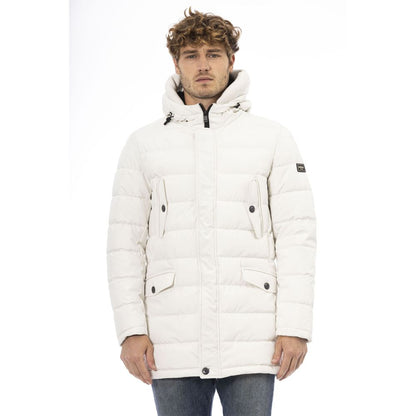 Baldinini Trend Weiße Polyester Herren-Kapuzenjacke