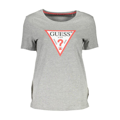 Guess Jeans Graues Baumwoll-T-Shirt für Frauen