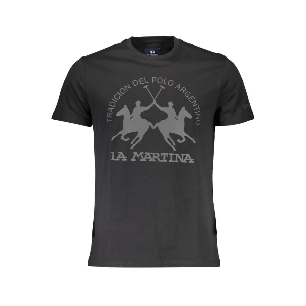 La Martina Schwarzes Baumwolle Männer T-Shirt