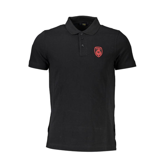 Cavalli Class Schwarzes Baumwoll-Poloshirt für Männer