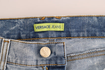 Versace Jeans Schicke hellblaue zerrissene Slim Fit Jeans