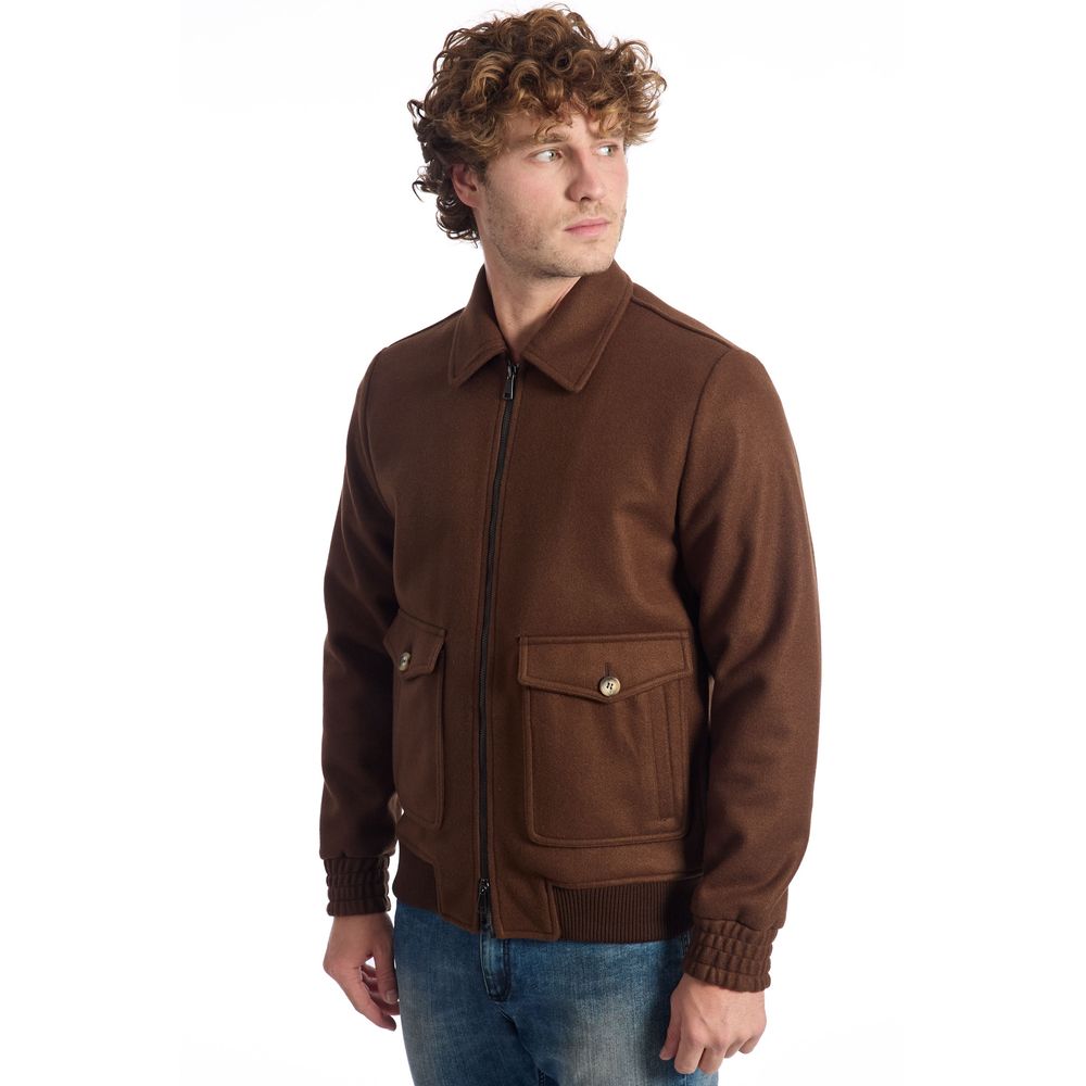 Roberto Pepe Luxury Jacke aus brauner Wolle