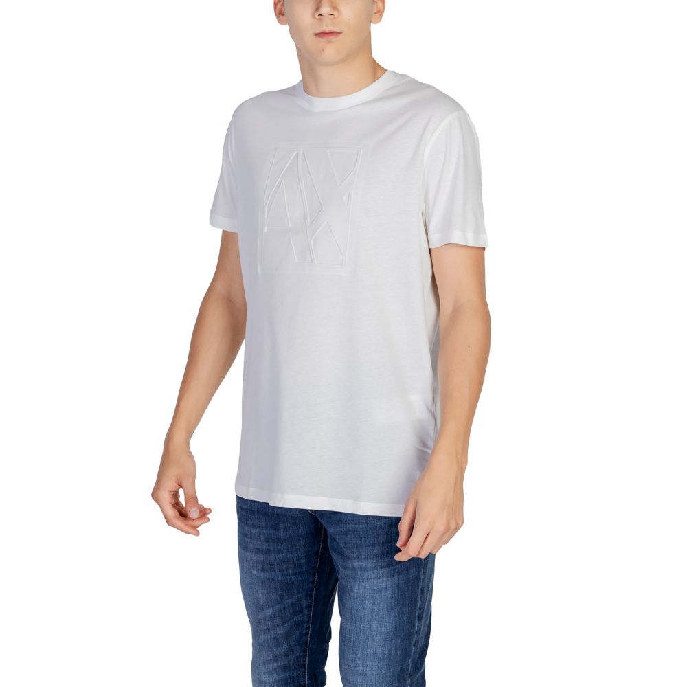 Armani Exchange T-Shirt aus cremefarbener Baumwolle