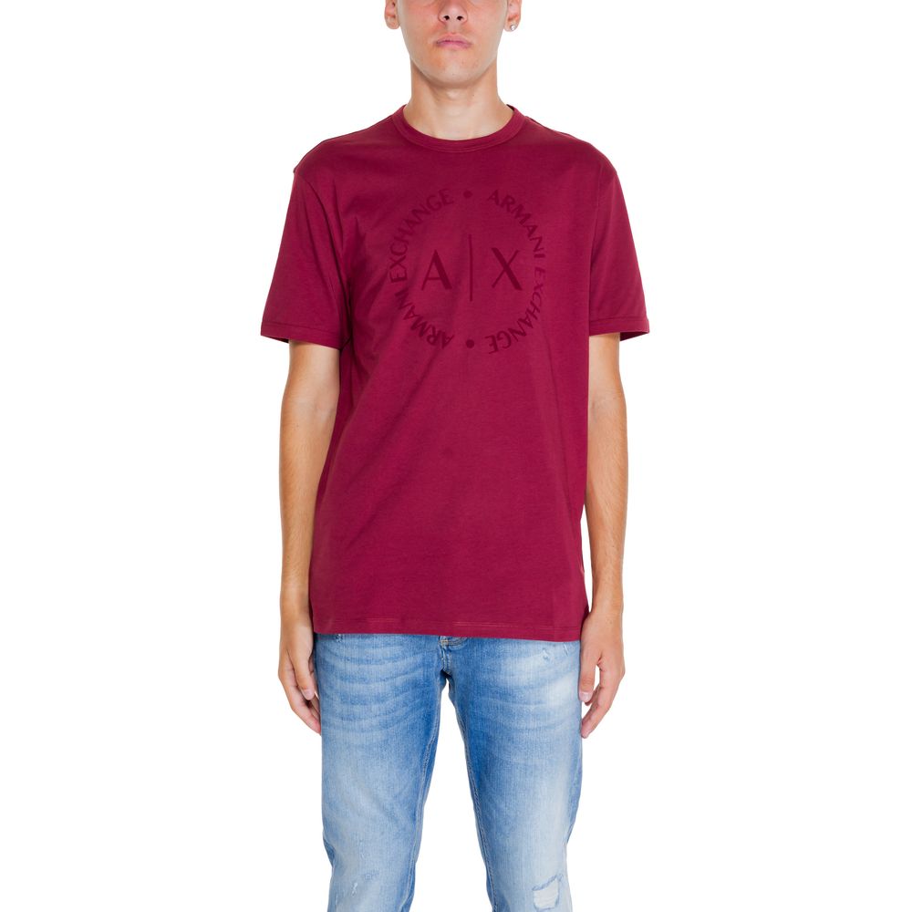 Armani Exchange Bordeauxfarbenes T-Shirt aus Baumwolle