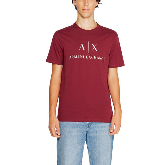 Armani Exchange Bordeauxfarbenes T-Shirt aus Baumwolle