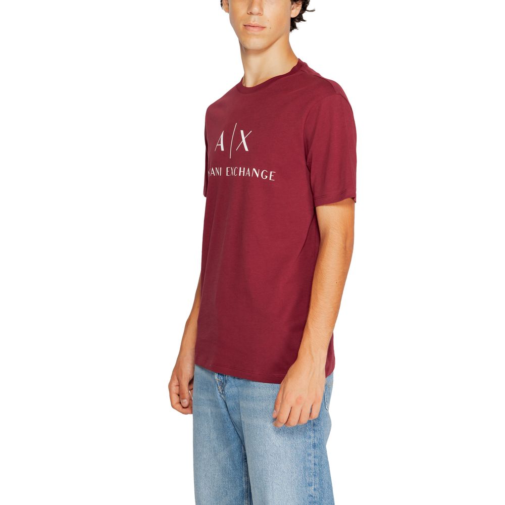 Armani Exchange Bordeauxfarbenes T-Shirt aus Baumwolle