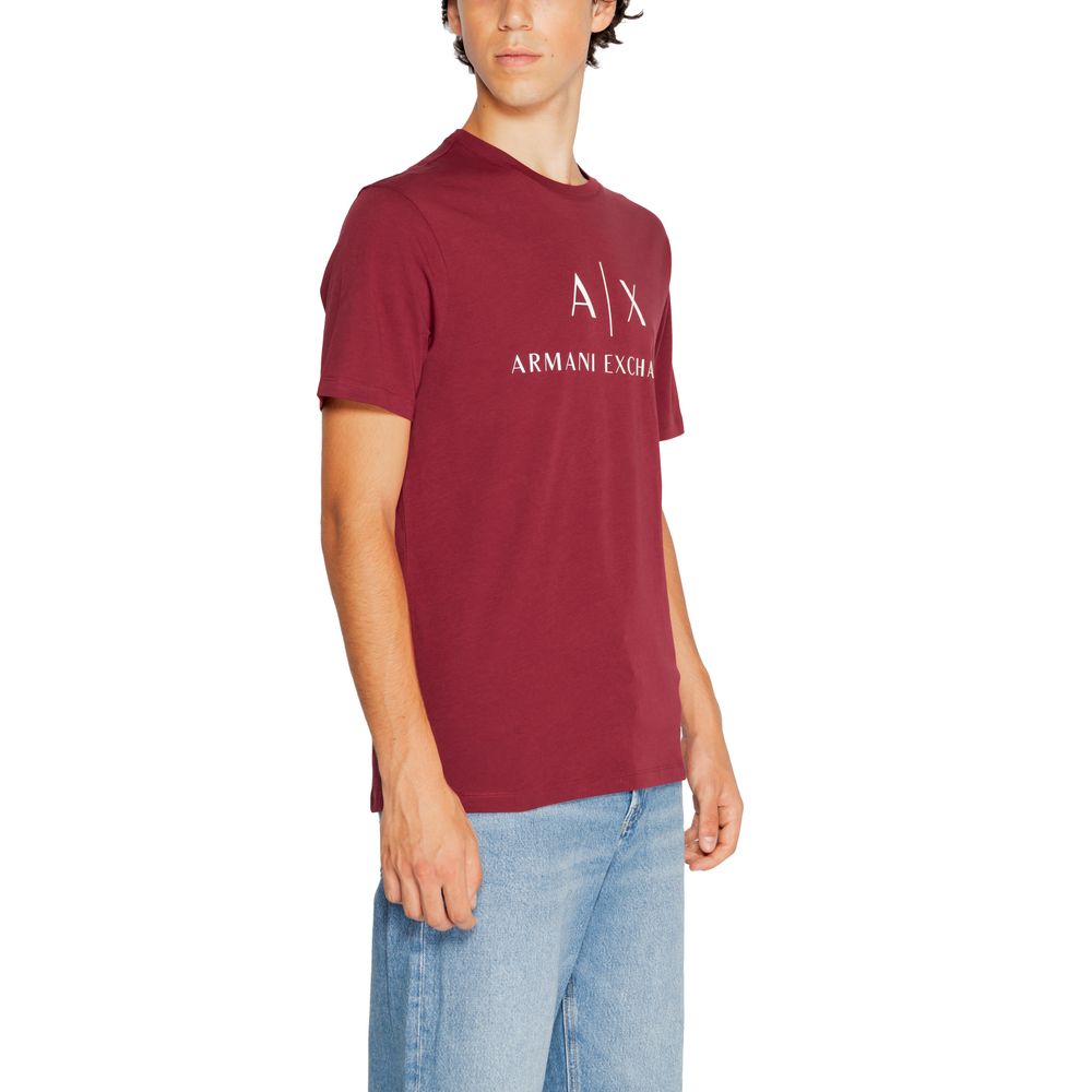 Armani Exchange Bordeauxfarbenes T-Shirt aus Baumwolle