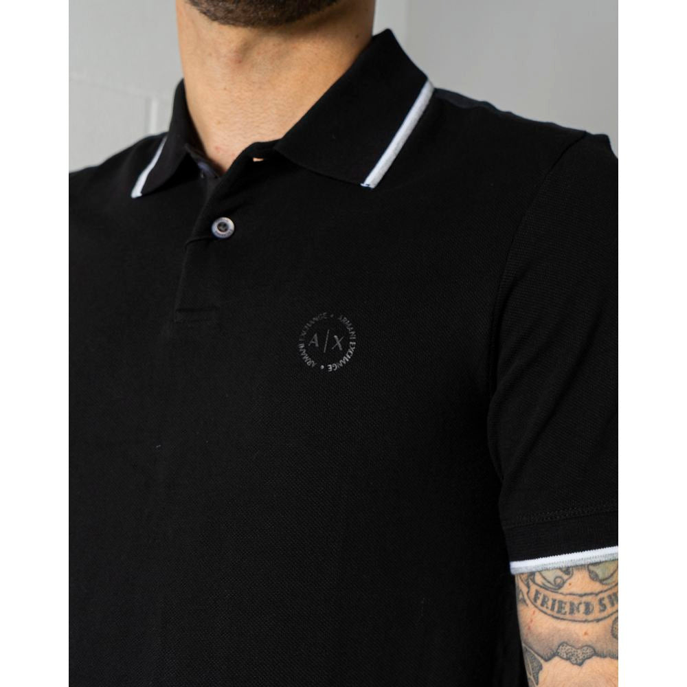 Armani Exchange Schwarzes Baumwoll-Poloshirt