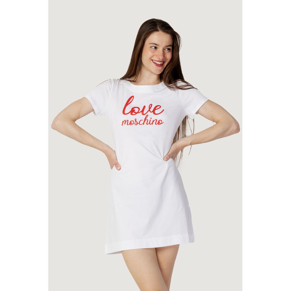 Love Moschino Weißes Baumwollkleid