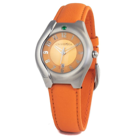 Chronotech Orangefarbene Lederuhr