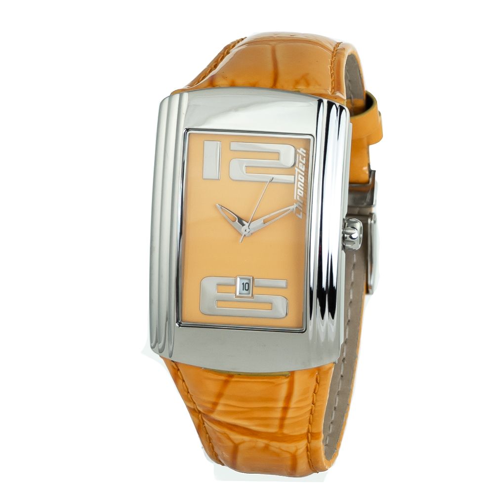 Chronotech Orangefarbene Lederuhr