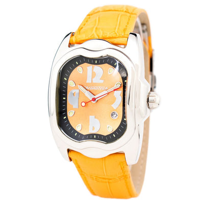 Chronotech Orangefarbene Lederuhr