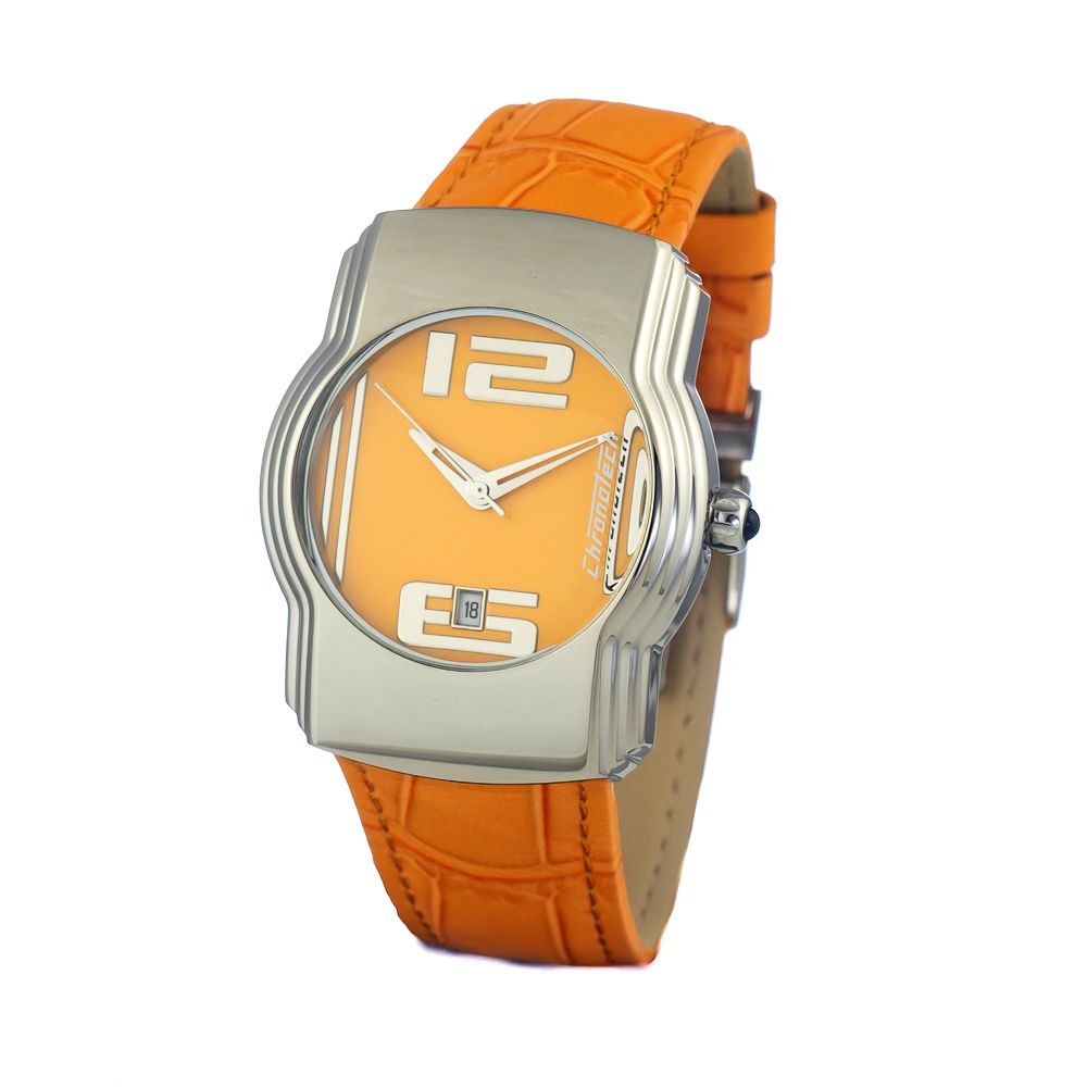 Chronotech Orangefarbene Lederuhr