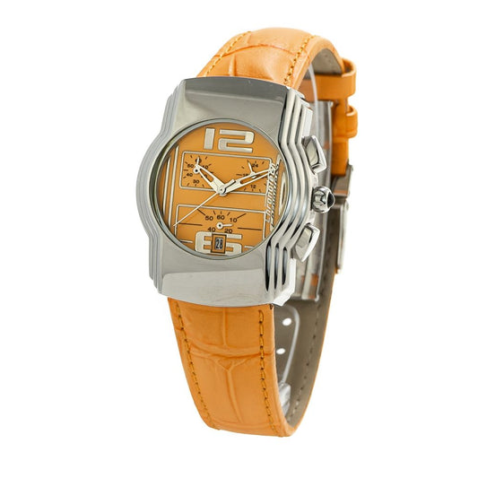 Chronotech Orangefarbene Lederuhr