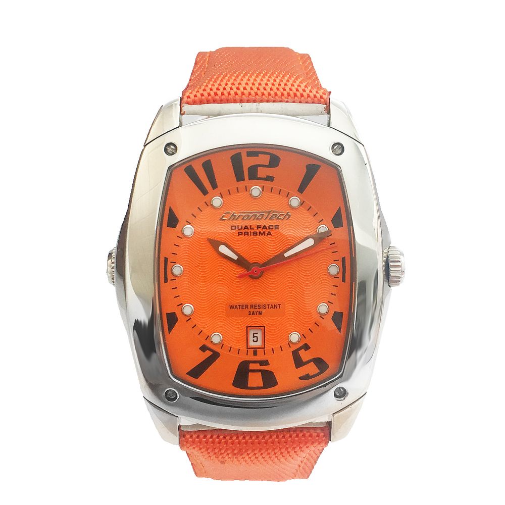 Chronotech Orangefarbene Lederuhr