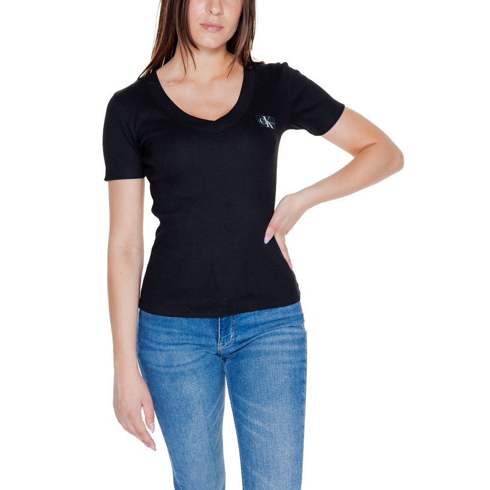 Calvin Klein Jeans Schwarze Baumwolle Rigenerato Tops & T-Shirt