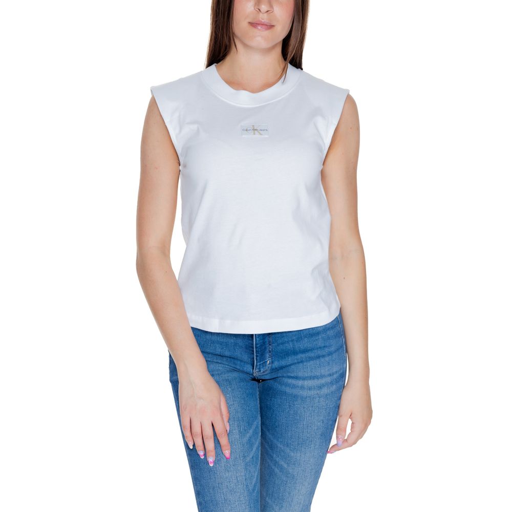 Calvin Klein Jeans Weiße Baumwoll-Oberteile & T-Shirt