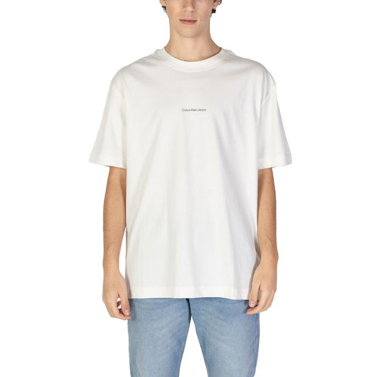 Calvin Klein Jeans Beigefarbenes T-Shirt aus Baumwolle