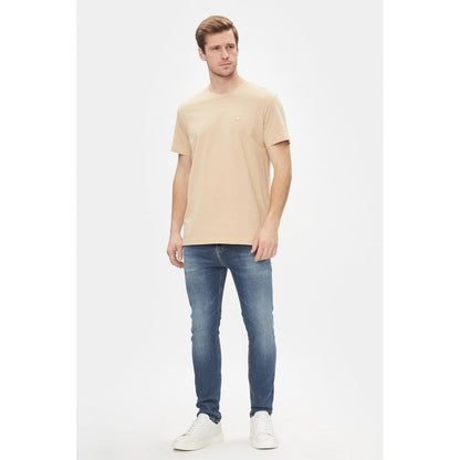 Calvin Klein Jeans Beigefarbenes T-Shirt aus Bio-Baumwolle