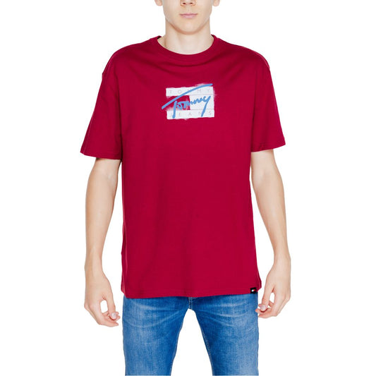 Tommy Hilfiger Jeans Bordeauxfarbenes T-Shirt aus Baumwolle Rigenerato