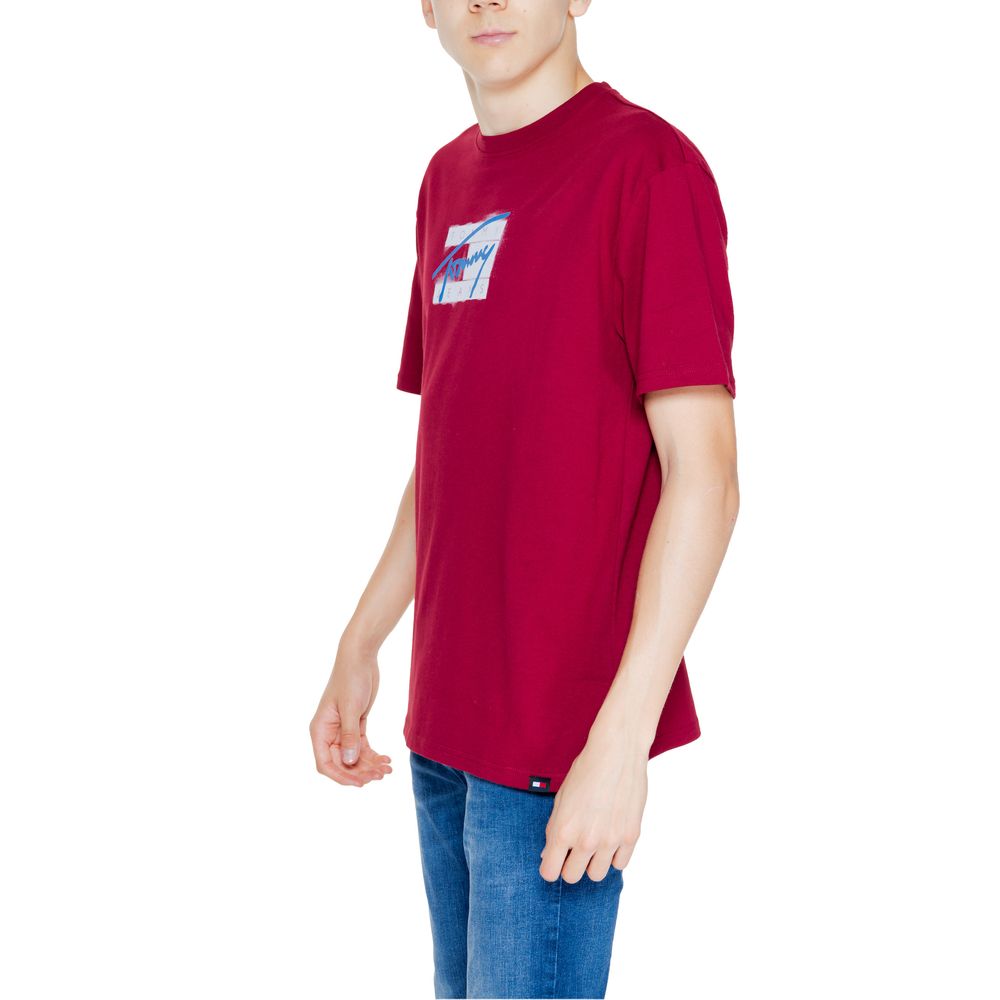 Tommy Hilfiger Jeans Bordeauxfarbenes T-Shirt aus Baumwolle Rigenerato