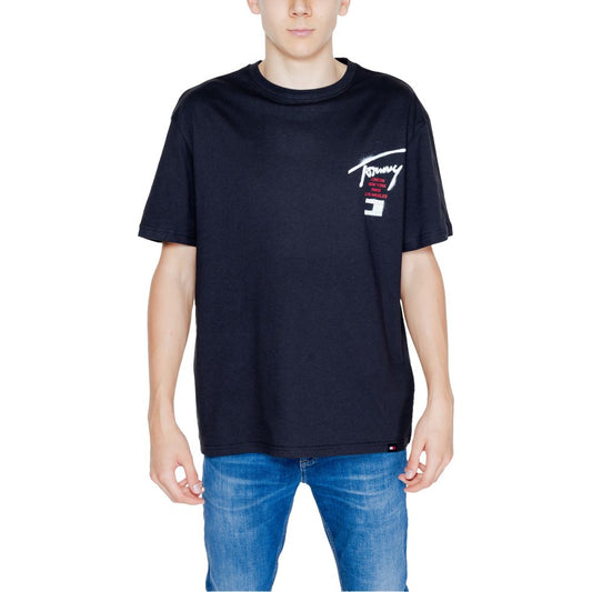 Tommy Hilfiger Jeans Schwarzes T-Shirt aus Baumwolle Rigenerato