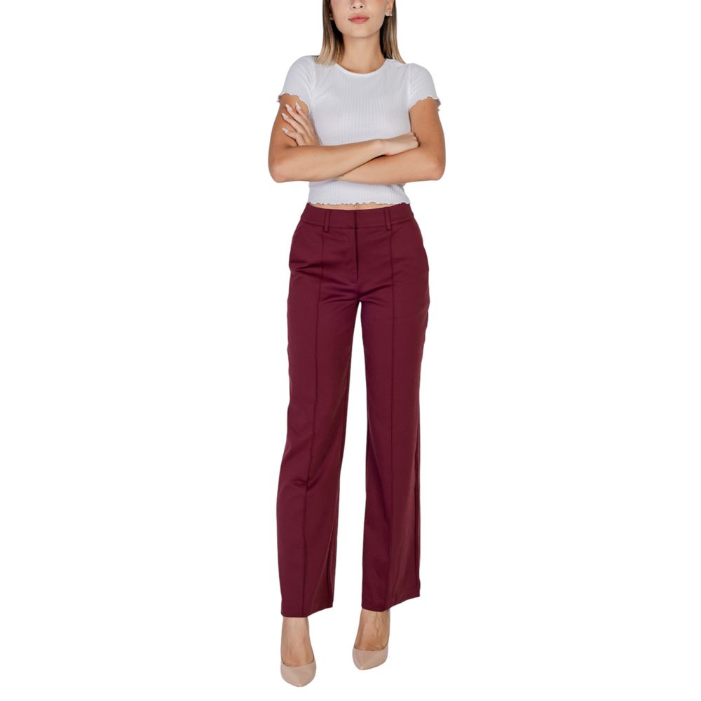 ICHI Bordeauxfarbene Polyester Jeans & Hose