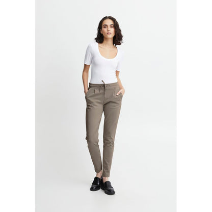 ICHI Graue Polyester Jeans & Hose